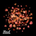 Red and Pink Gold Heart from Dust Firework Explosion Burst Royalty Free Stock Photo