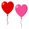 Red & Pink Heart Balloon Flat Icon on White Royalty Free Stock Photo