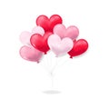 Red and pink heart balloons on a white background Royalty Free Stock Photo