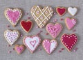 Red and pink heart cookies