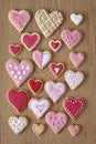 Red and pink heart cookies