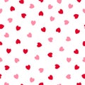 Red and pink heart seamless pattern background for Valentine`s day or wedding greeting card design, stock vector illustration Royalty Free Stock Photo