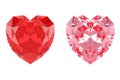 Red and pink heart shaped diamonds