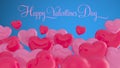 Red and pink hearts on a blue background. Abstract heart. Love symbol. Romantic background for Valentines day. Isolated on a blue Royalty Free Stock Photo