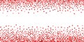 Red and pink hearts confetti on white background. Valentines Day vector border