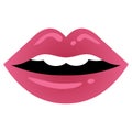 Red Pink Lip Sexy Lips White Teeth Flat Design Illustration Logo Template Vector