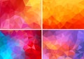 Red and pink low poly backgrounds, vector set