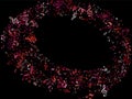 Red, pink and magenta flying musical notes isolated on black background. Royalty Free Stock Photo