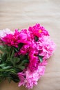 Red-pink peonies bouquet