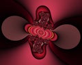 Red Pink Dark Fractal, Abstract Flowery Spiral Shapes, Background