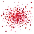 Red pink and rose scatter paper hearts confetti. Vector illustration isolated on white background Royalty Free Stock Photo