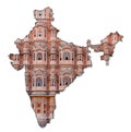 Red and pink sandstone facade of Hawa Mahal, Palace of Winds