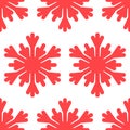 Red pink scarlet seamless pattern christmas decoration. New year winter event, christmas snowflake vector illustration