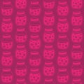 Red Pink seamless pattern with the Strawberry jam jars.