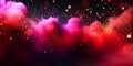 Red and pink smoke with golden sparkles Royalty Free Stock Photo