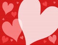 Red Pink Stripes and Opaque Hearts Background