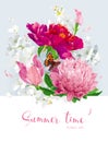 Red pink summer flowers bouquet Royalty Free Stock Photo