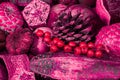 Red pink toned Christmas potpourri decoration background image Royalty Free Stock Photo