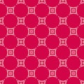 Red and pink vector geometric seamless pattern with rounded grid, net, mesh Royalty Free Stock Photo