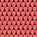 Red pink water drop dark seamless pattern, large drop rain flat background for textile decoration