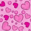 Red and pink watercolored hearts background