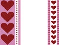 Red pink and white heart stripe design valentines day background illustration with blank space Royalty Free Stock Photo