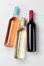 Red, rose and white wine bottles Royalty Free Stock Photo