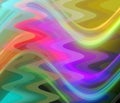 Green pink yellow phosphorescent fluid rainbow lines abstract background, geometries, design Royalty Free Stock Photo