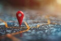 Red Pinpoint Marker Setting on a Detailed Map Location for Navigation and Exploration Purposes. Generative AI