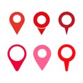 Red pins on white background. Communication concept. Vector illustration. stock image. Royalty Free Stock Photo