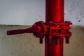 Red pipe of Fire Fighting systems is supplying water to the water sprinkler or private fire hydrants Royalty Free Stock Photo