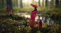Red Pitcher Plant in a Forest Wetland Royalty Free Stock Photo