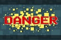 Red pixel danger button for video games