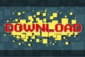 Red pixel download button for video games