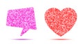 Red pixel heart logo. Pixelated pink bubble. Vector technology emblem. Royalty Free Stock Photo