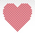 Red pixel heart or pixelated hearts flat vector icon for apps and website