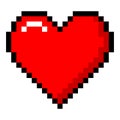 Red pixel heart. Symbol of romantic love and gaming 8bit life Royalty Free Stock Photo