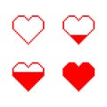 Red pixel hearts on white background Royalty Free Stock Photo