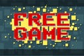 Red pixel retro free game button for video games