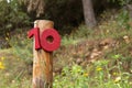 Red placeholder number ten for a camping pitch Royalty Free Stock Photo