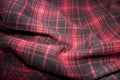 Red plaid flannel fabric cloth