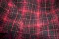 Red plaid flannel fabric cloth