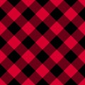 Red Plaid seamless patten. Vector checkered red and black plaid textured background. Traditional diagonal fabric print Royalty Free Stock Photo