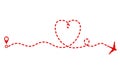 Red plane and track as heart symbol, Valentine Day greeting card