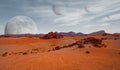 Red planet with arid landscape