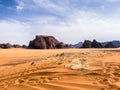 Red planet with arid landscape, rocky hills and mountains, for space exploration Royalty Free Stock Photo