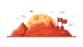 Red Planet Landscape with Flag for Space Exploration, vector design Generative AI Royalty Free Stock Photo