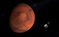 Red planet Mars - is a planet of the solar system. Interplanetary probe explores far planets. 3D-illustration Royalty Free Stock Photo