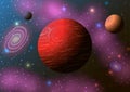 Red planet, nebula and stars in space. Royalty Free Stock Photo
