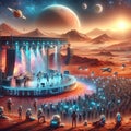 Red Planet Rhythms: AI Generated Futuristic Rock Concert on Mars